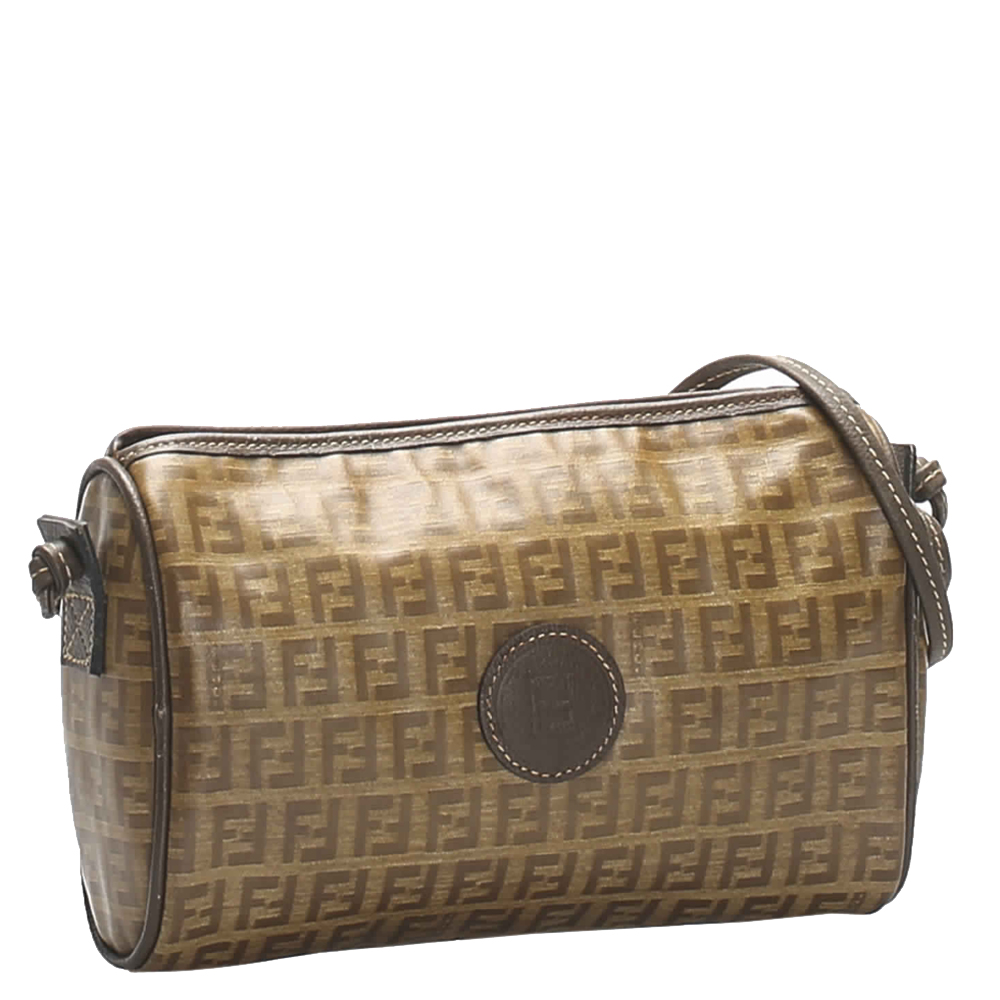 

Fendi Brown/Light Brown Zucchino Coated Canvas Crossbody Bag