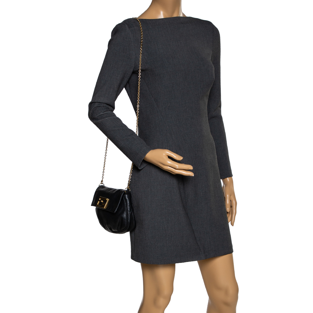 

Fendi Black Leather Mini Mia Crossbody Bag