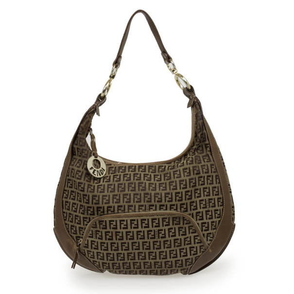 Pre Owned Fendi Zucchino Medium Hobo