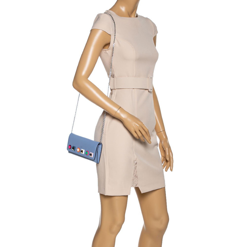 

Fendi Lilac Leather Studded Wallet On Chain, Purple