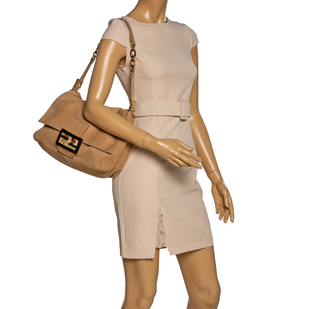 

Fendi Beige Nubuck Leather Mama Baguette Shoulder Bag