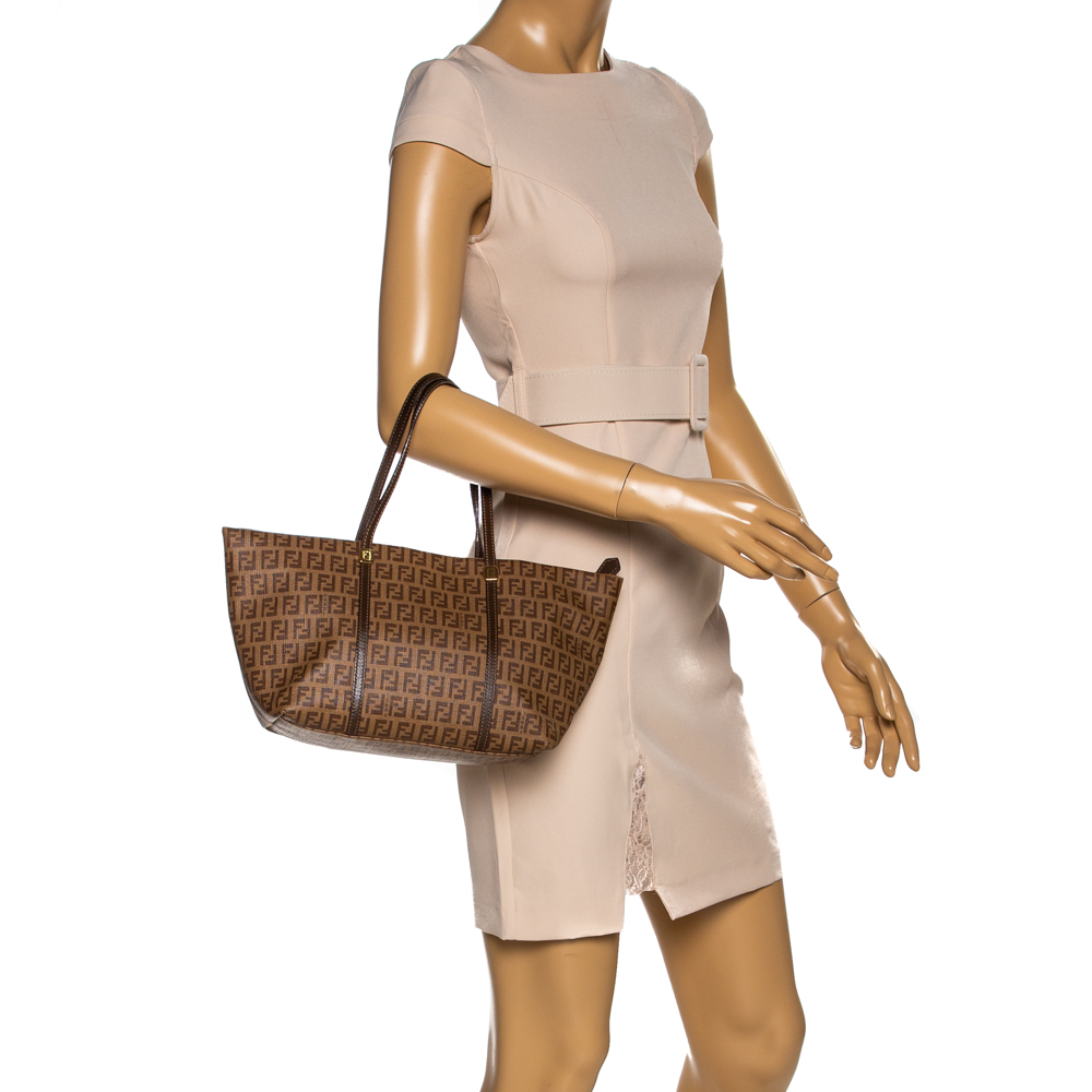 

Fendi Brown Zucchino Coated Canvas and Leather Small Tote