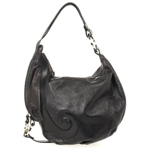 Pre Owned Fendi Metallic Leather Biga B Hobo