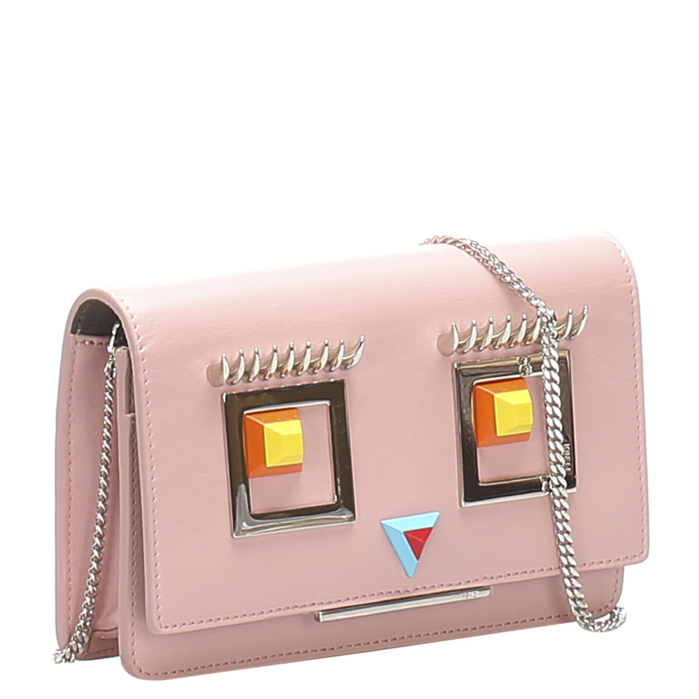 

Fendi Pink Leather Hypnoteyes Wallet on Chain