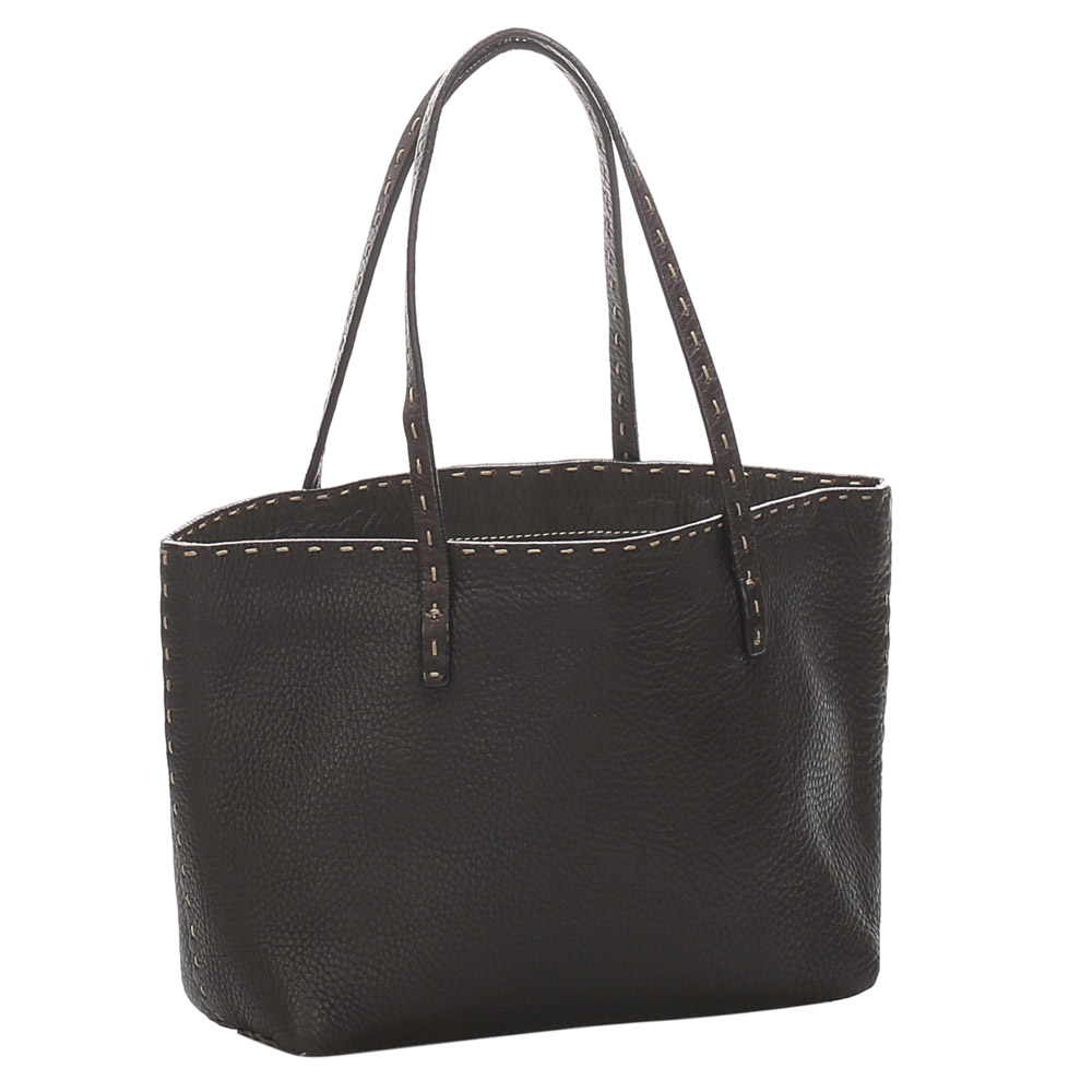 

Fendi Black Leather Selleria Tote Bag