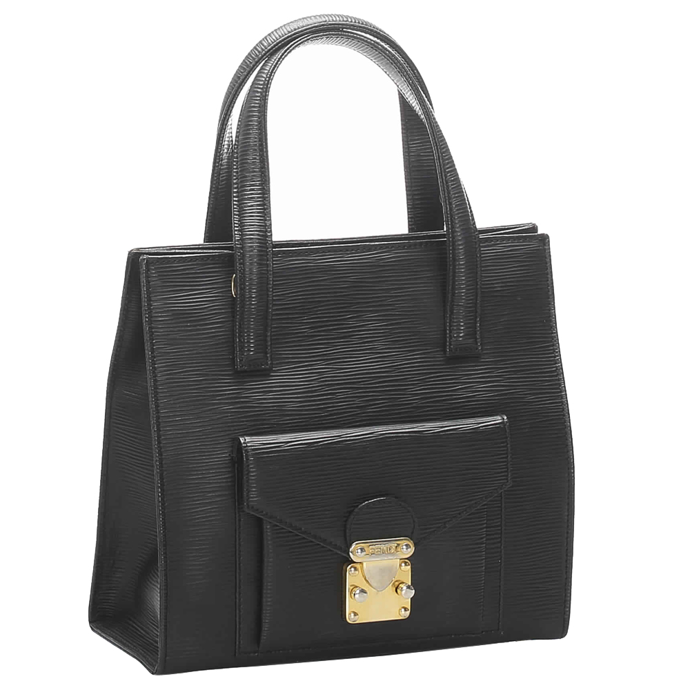 

Fendi Black Leather Top Handle Bag