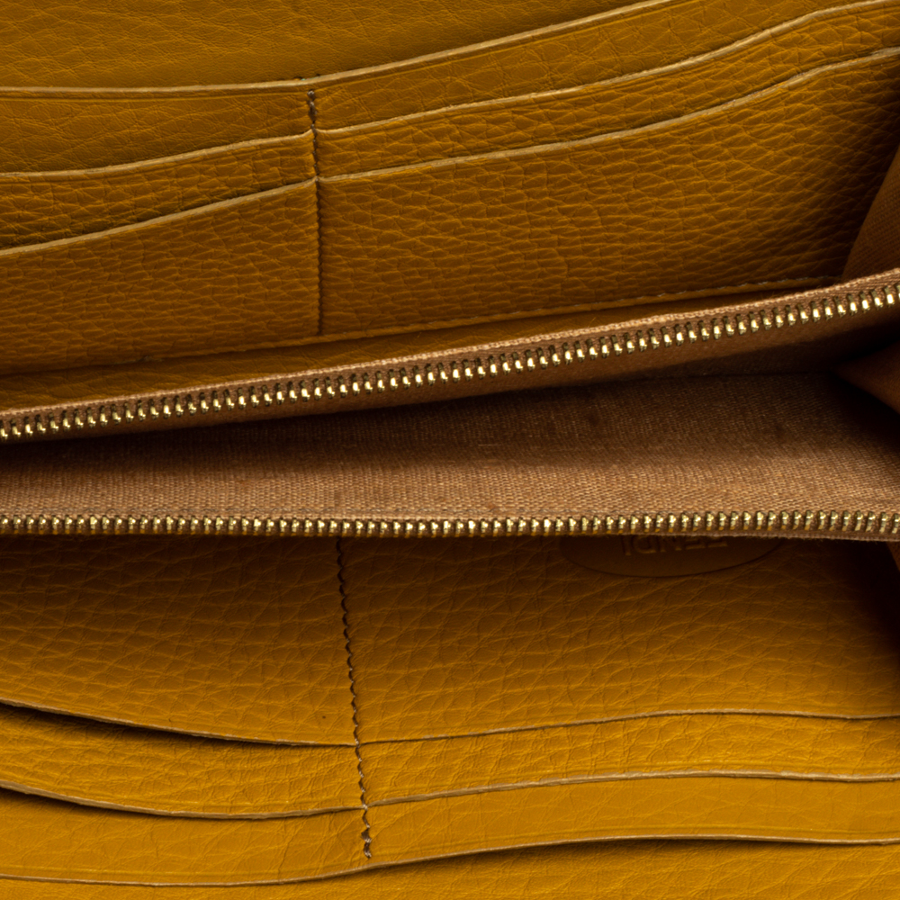 

Fendi Yellow Leather Selleria Zip Around Wallet
