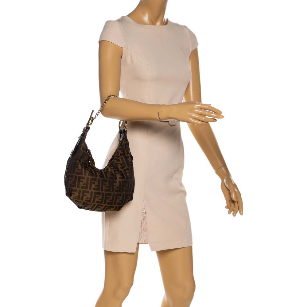 

Fendi Brown/Gold Zucca Canvas and Leather Chef Chain Link Hobo