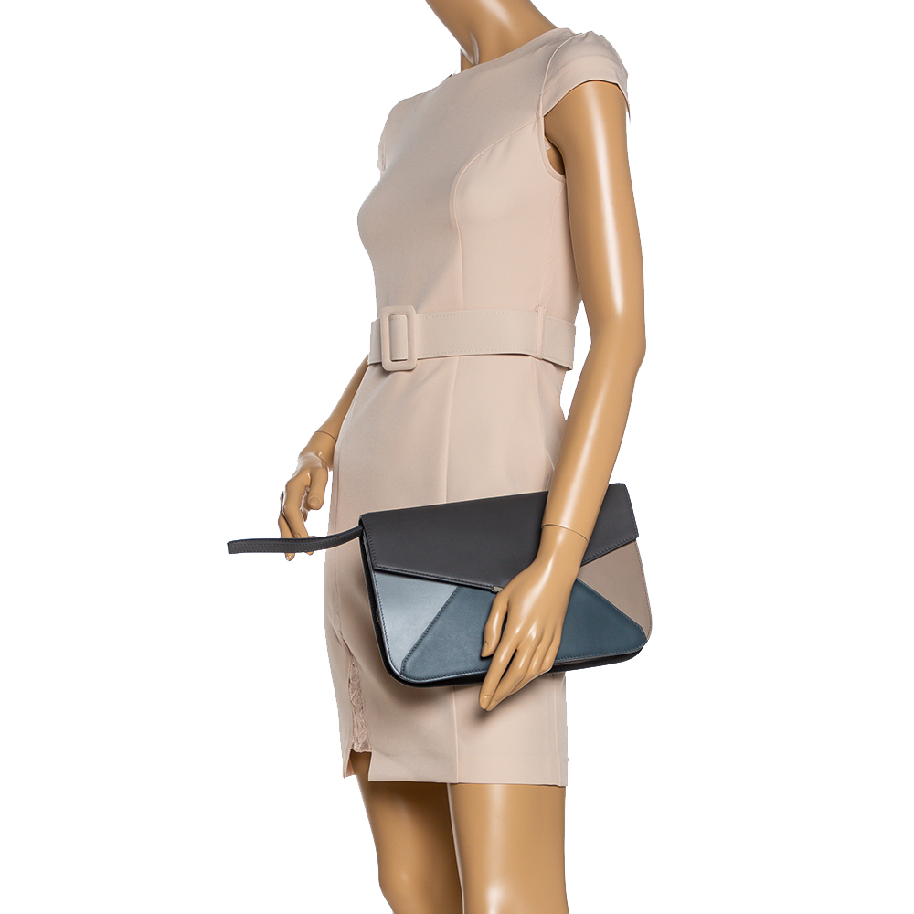 

Fendi Multicolor Leather Large 2Jours Envelope Clutch