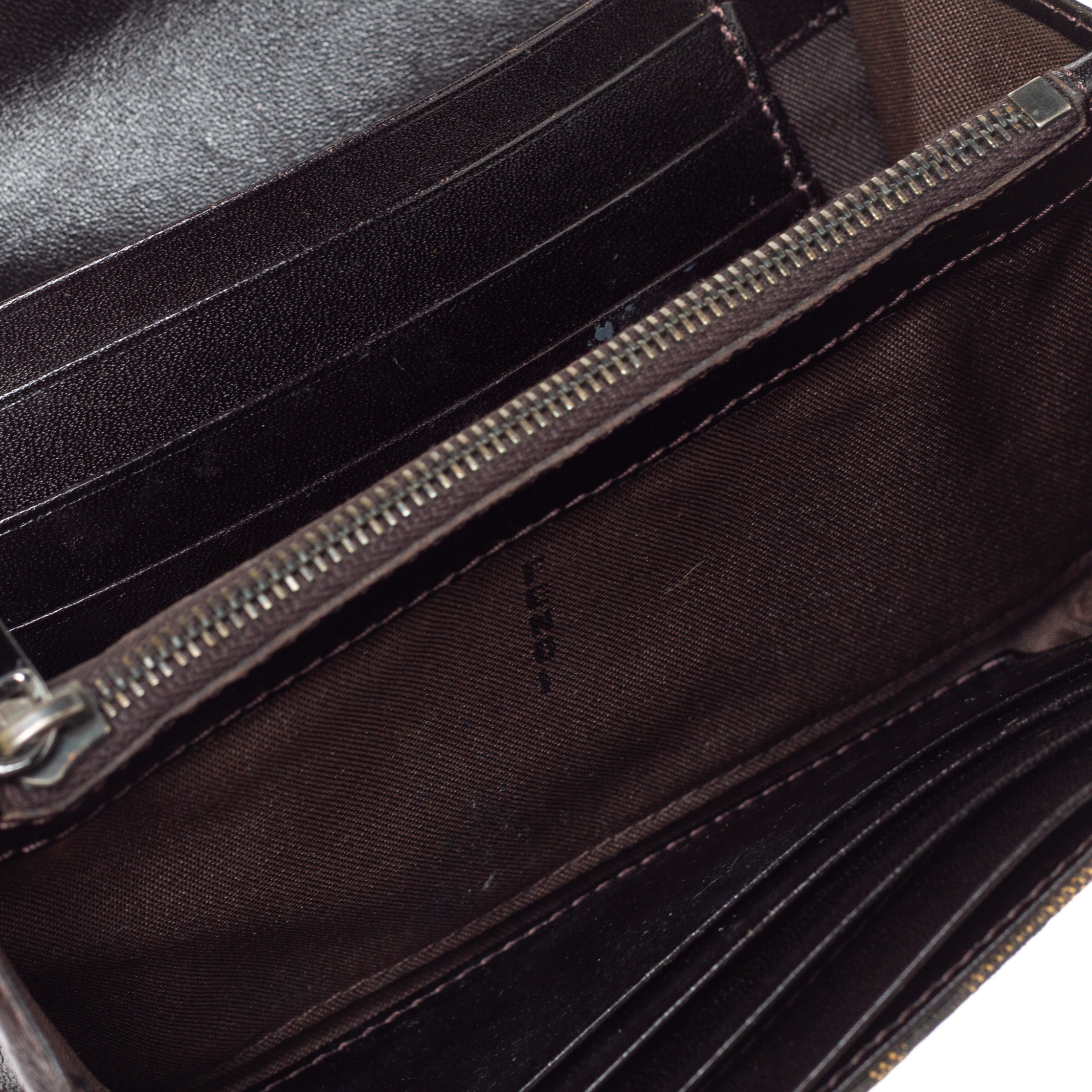 

Fendi Tobacco Zucca Canvas and Leather Compact Wallet, Brown