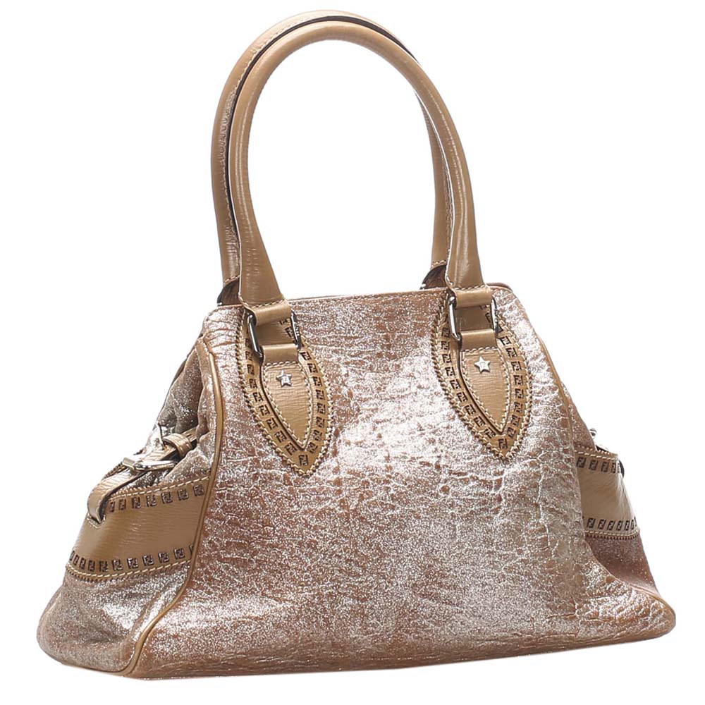 

Fendi Metallic Brown Leather Etniko Satchel