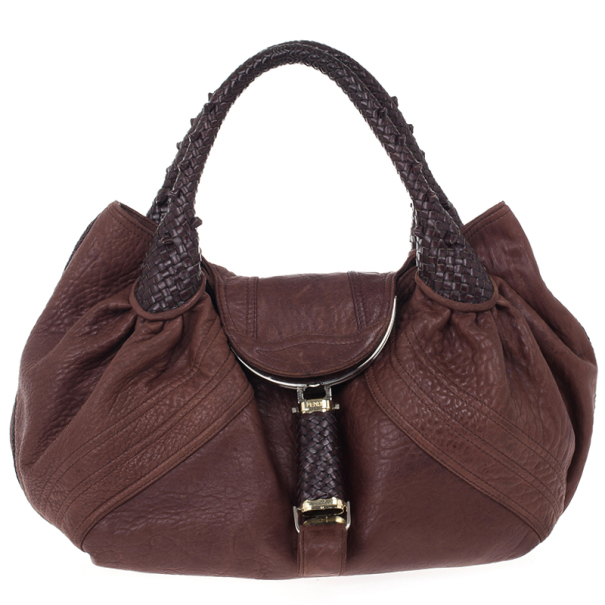 Pre Owned Fendi Prune Cognac Nappa Leather Spy Bag