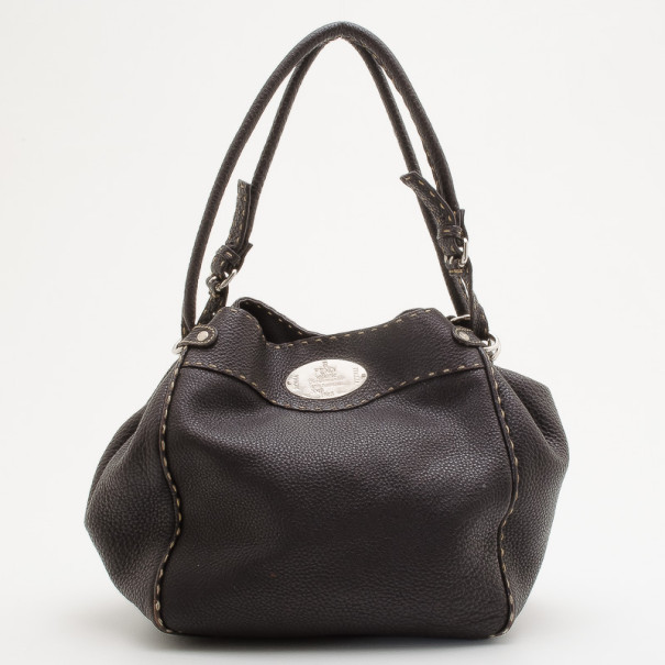 Pre Owned Fendi Black Selleria Hobo