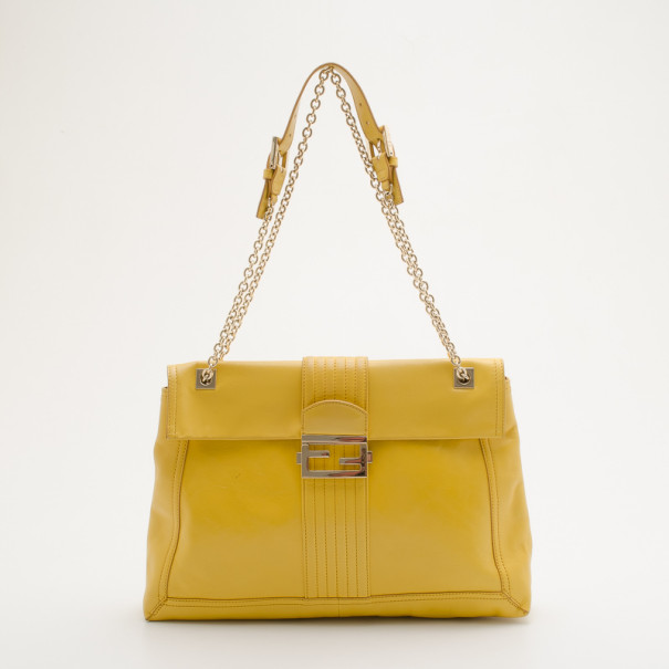 Fendi Yellow Maxi Borsa Vitello Baguette Shoulder Bag Fendi | TLC