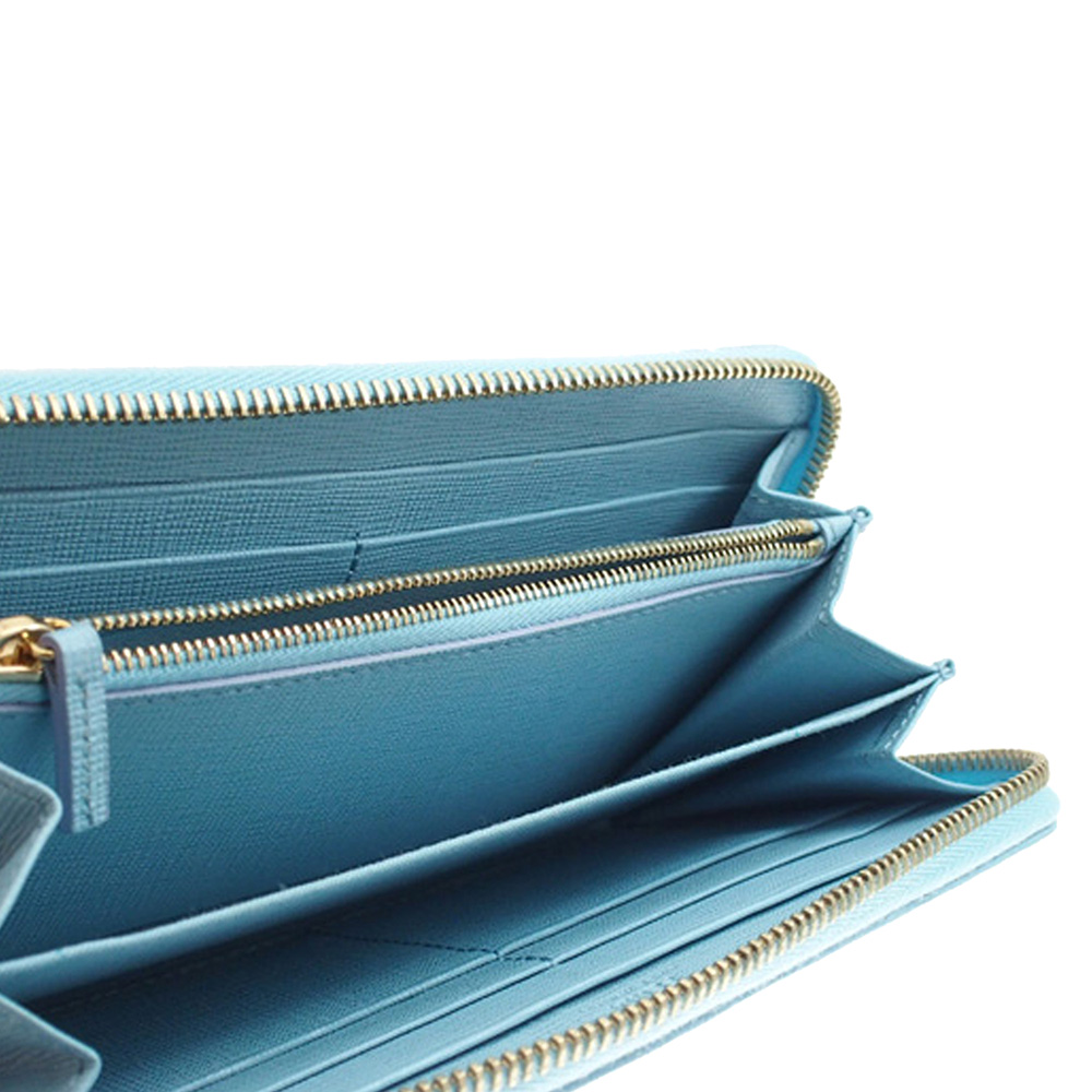 

Fendi Blue Canvas Flower Embellished Wallet