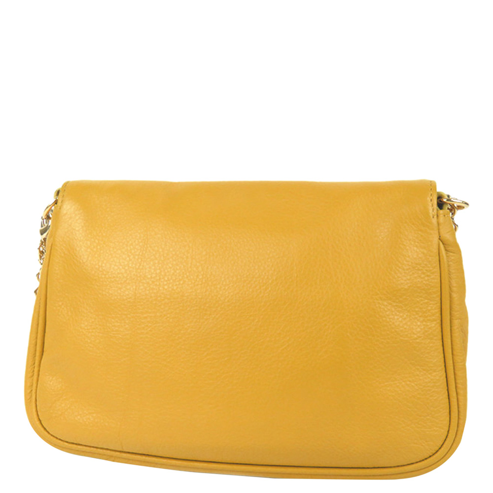 

Fendi Yellow Leather Fendista Pochette Bag