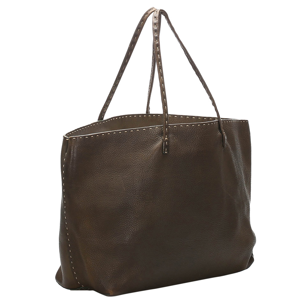

Fendi Brown Leather Selleria Tote Bag