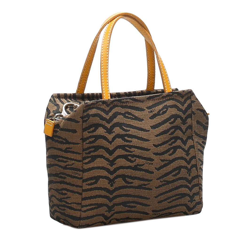 

Fendi Brown/Black Canvas Top Handle Bag