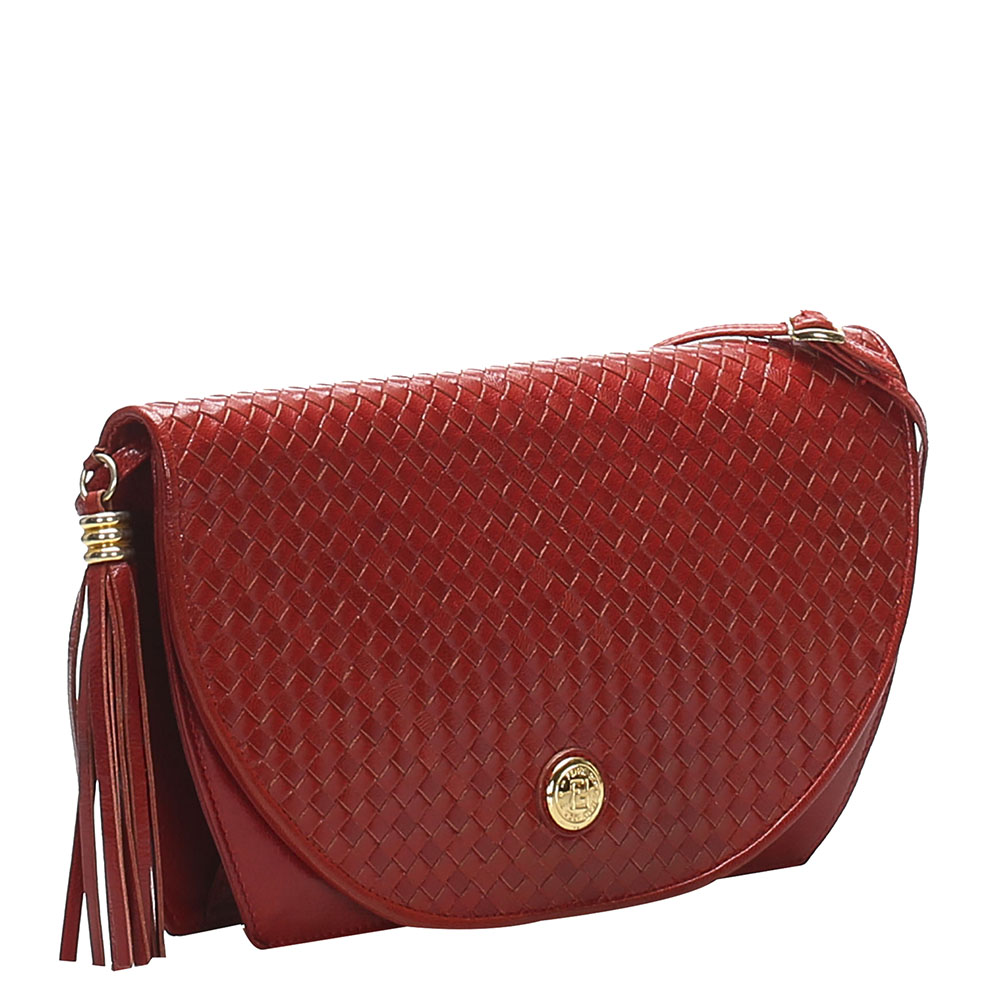 

Fendi Red Leather Tassel Crossbody Bag