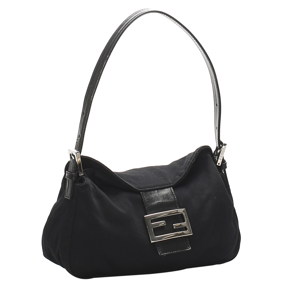 

Fendi Black Cotton Canvas Mamma Baguette