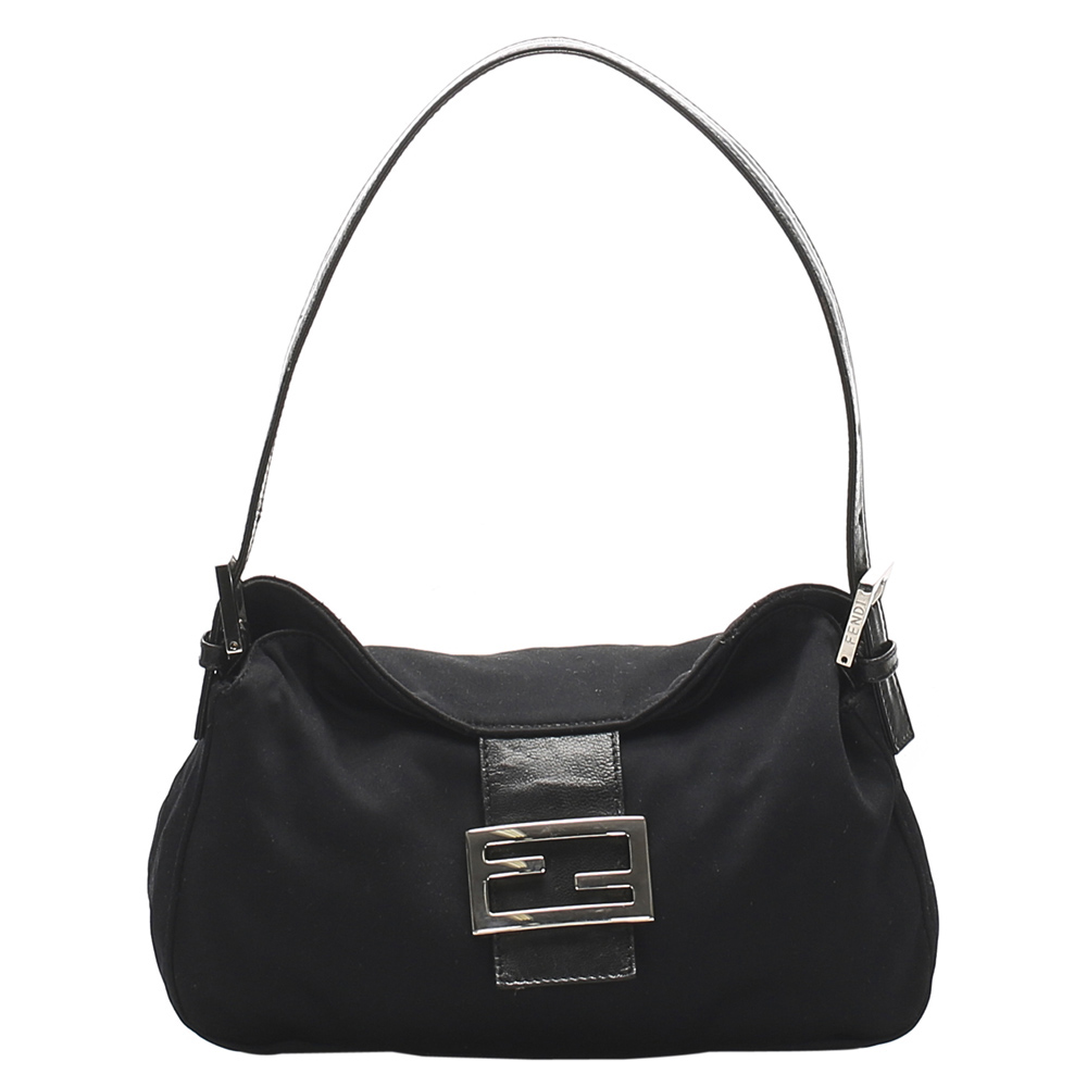 Click to view more detailed imagery on our partner's website Pre-owned Fendi Black Cotton Canvas Mamma Baguette