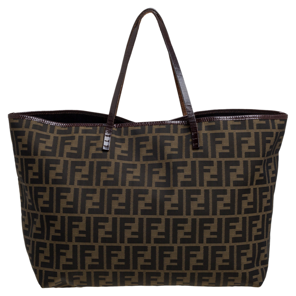 مملوكة مسبقًا Fendi Tobacco Zucca Canvas and Leather Shopper Tote