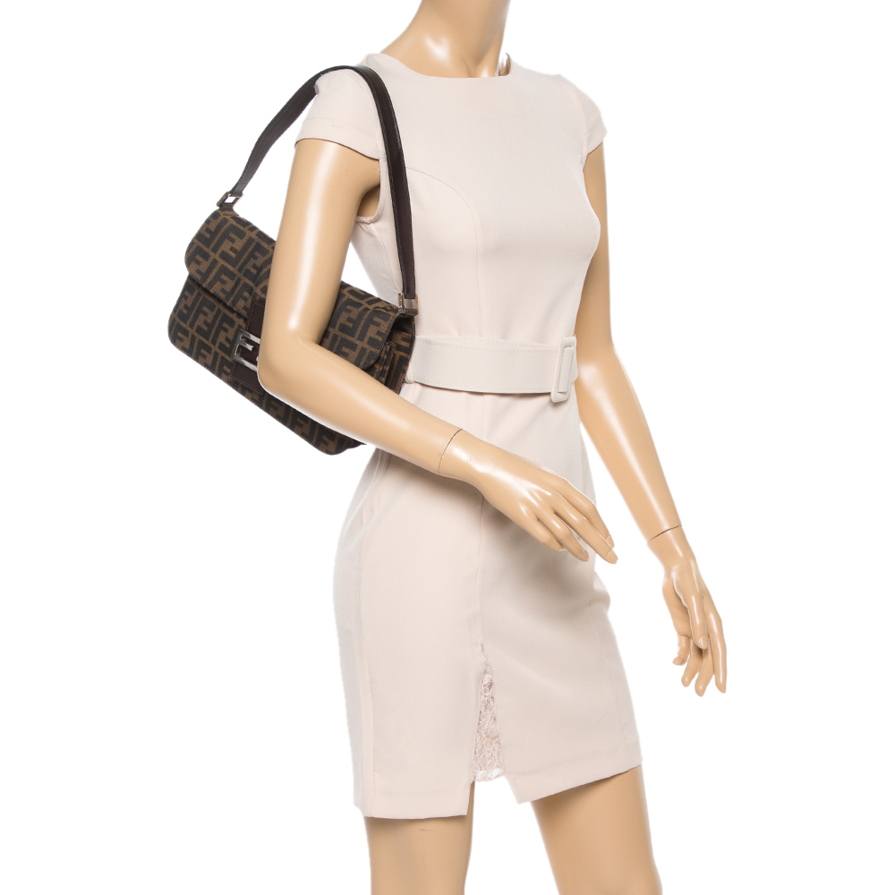 

Fendi Tobacco Zucca Canvas and Leather Flap Shoulder Bag, Brown