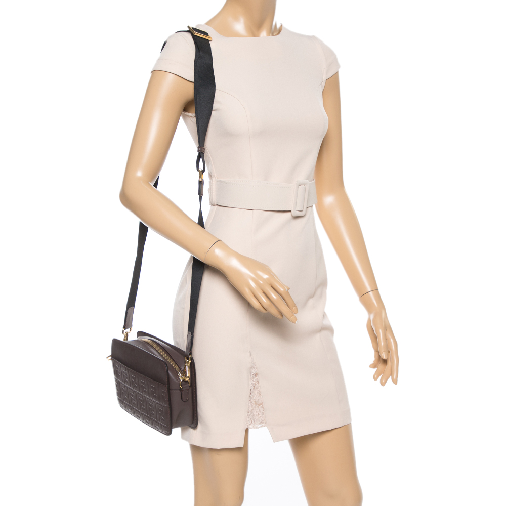 

Fendi Brown Zucca Leather Crossbody Bag