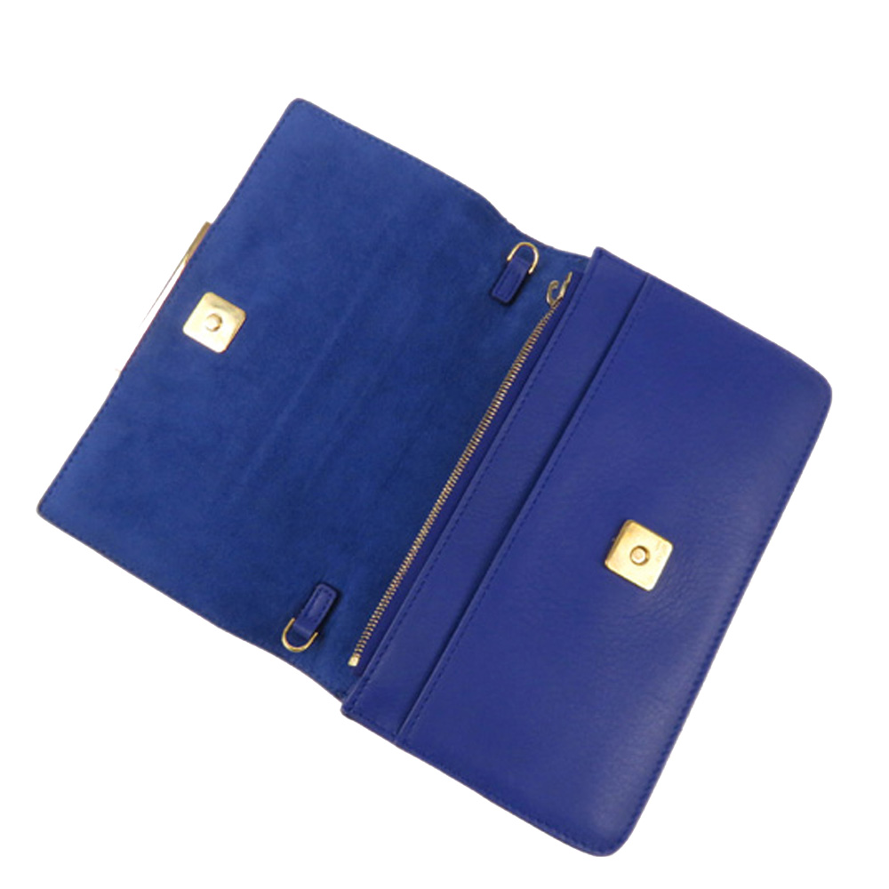 

Fendi Blue Leather Tube Wallet on Chain Bag
