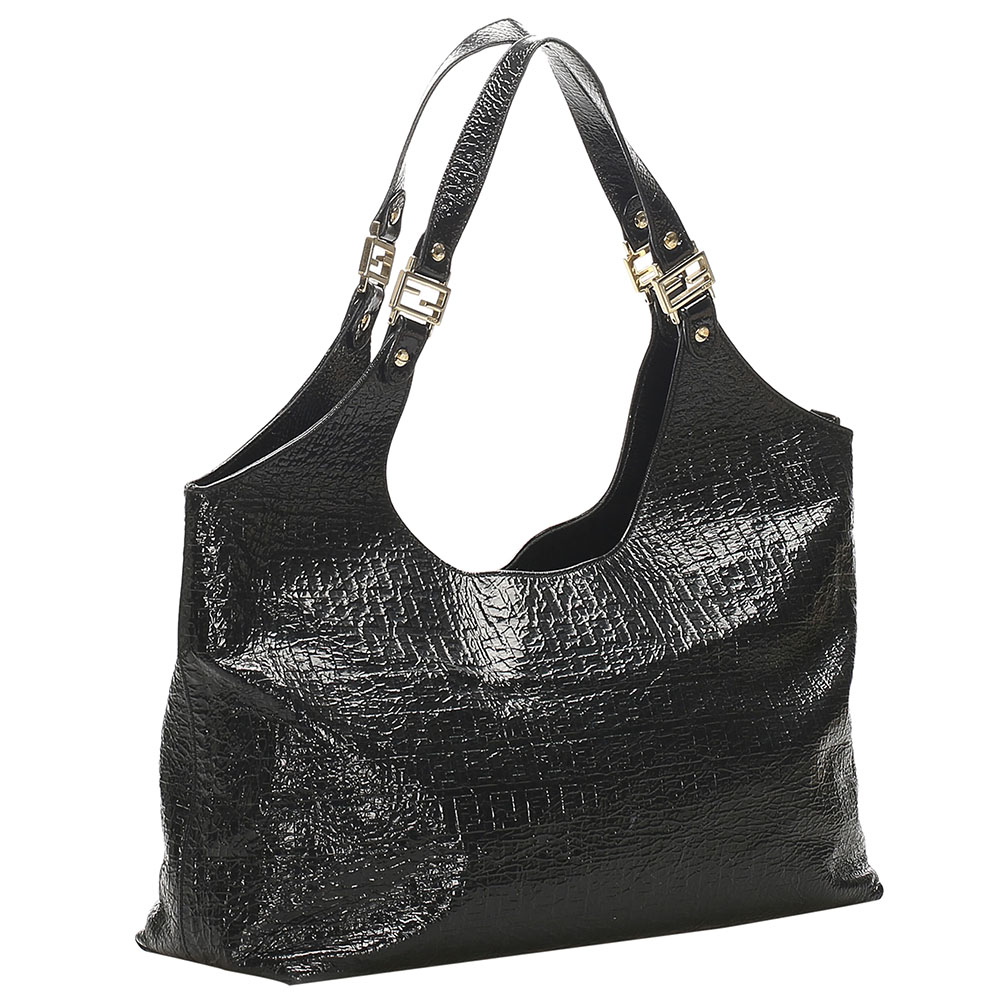 

Fendi Black Zucca Leather Shoulder Bag