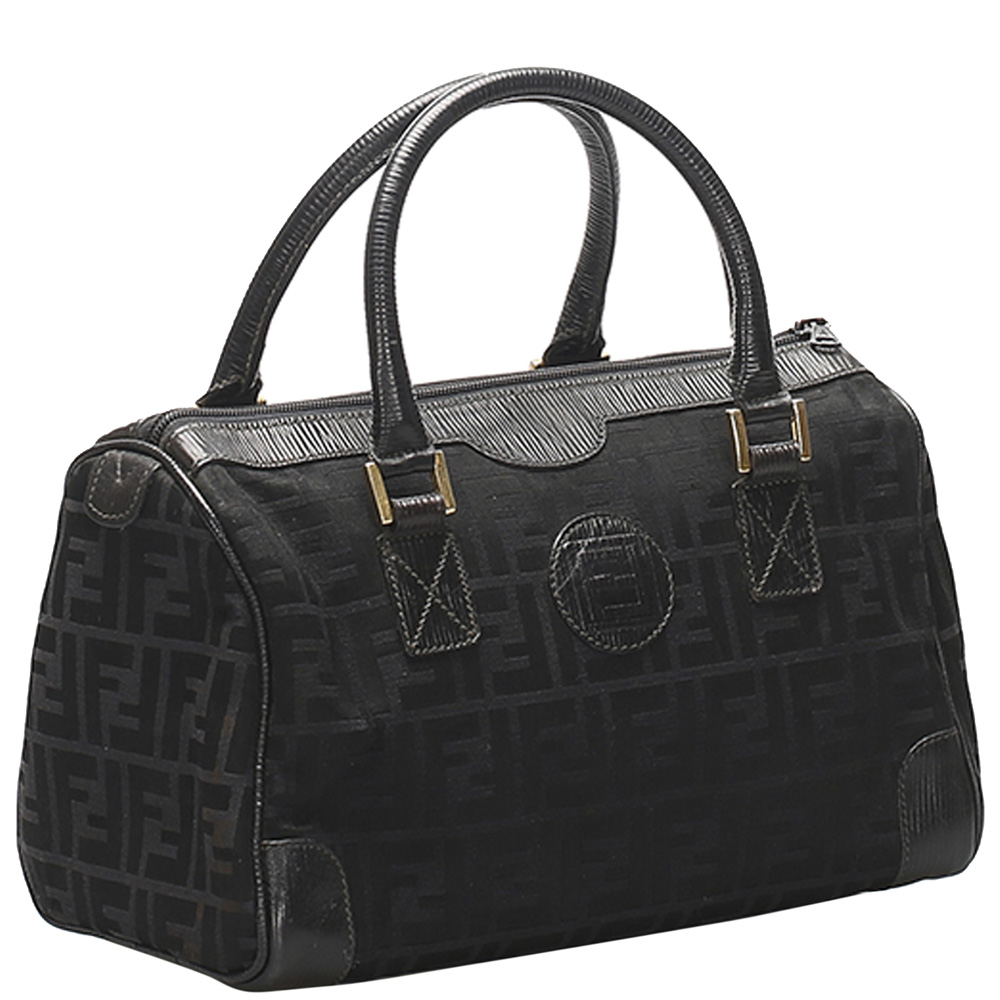 

Fendi Black Canvas Boston Bags