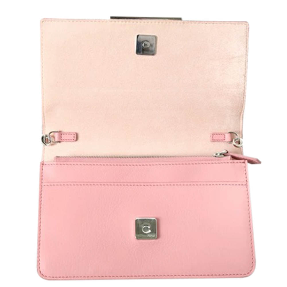 

Fendi Pink Leather Tube Wallet on Chain Bag