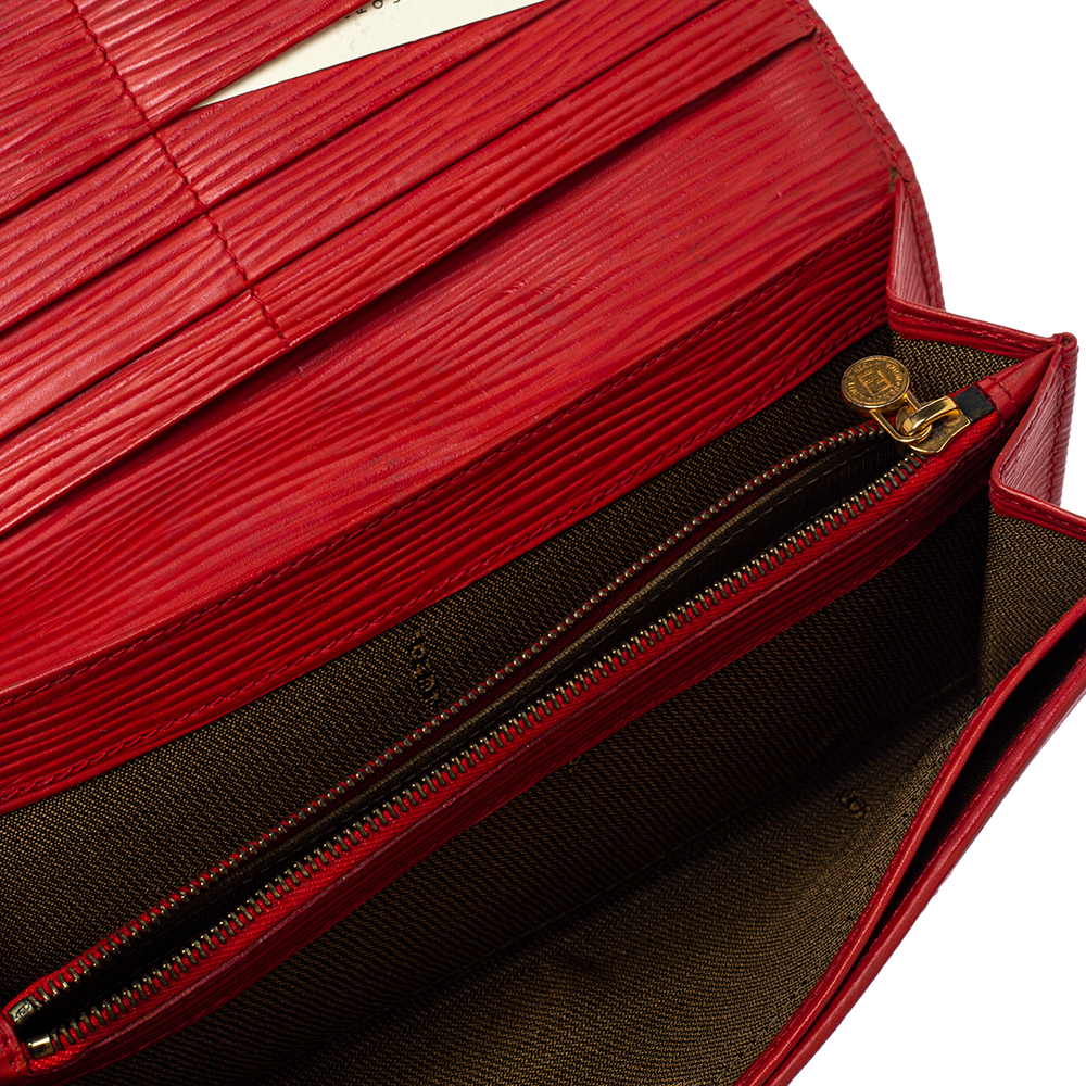

Fendi Brown/Red Leopard Print Canvas and Leather Continental Wallet