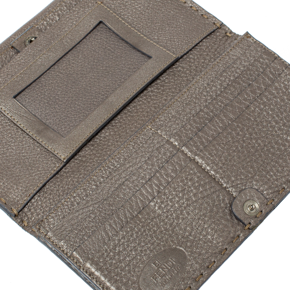 

Fendi Metallic Grey Selleria Leather Continental Wallet