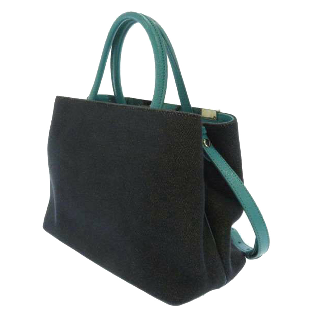 

Fendi Black/Green Denim Petite 2Jours Satchel Bag