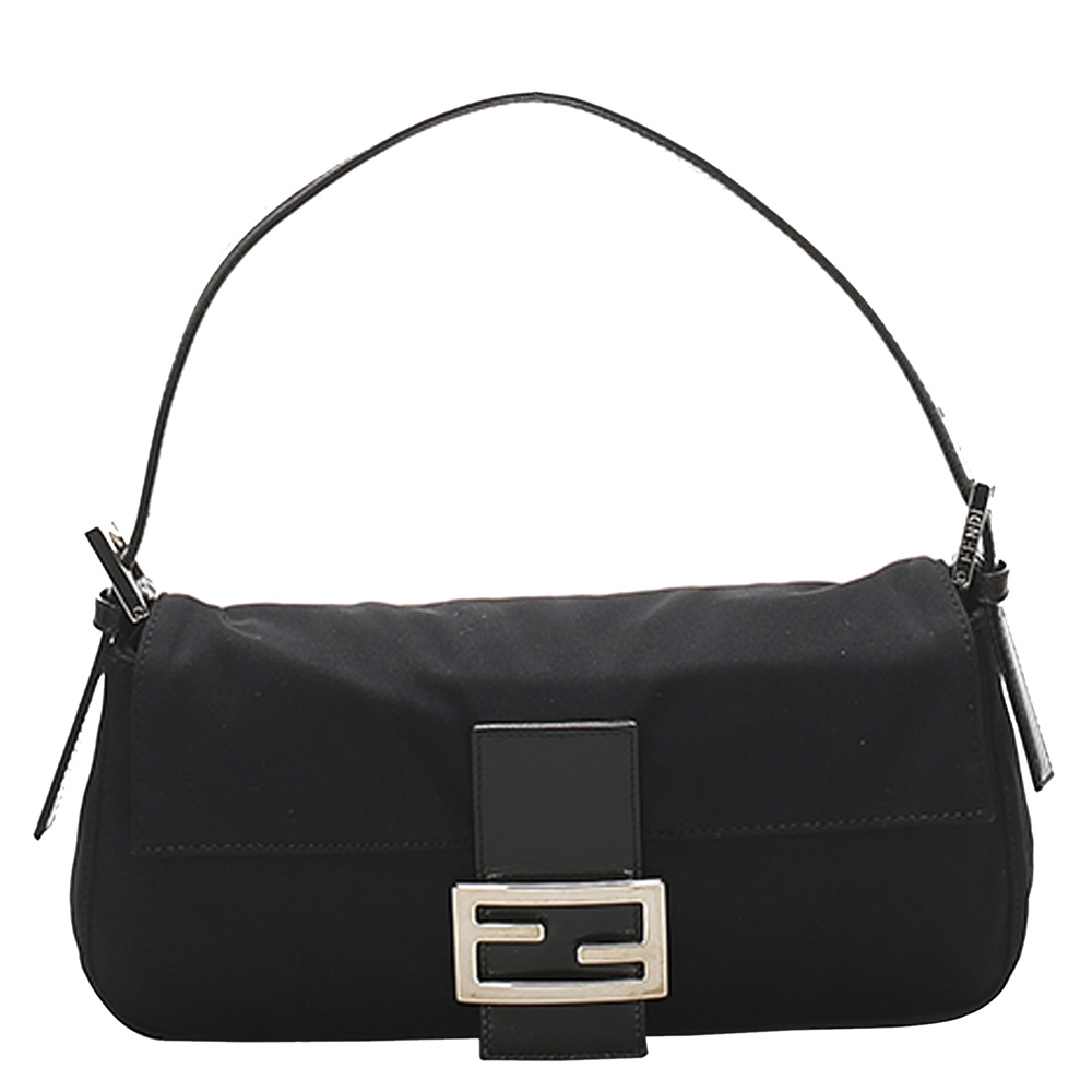 Click to view more detailed imagery on our partner's website Pre-owned Fendi Black Canvas Mama Baguette Bag