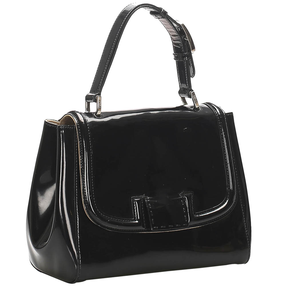 

Fendi Black Patent Leather Silvana Satchel Bag