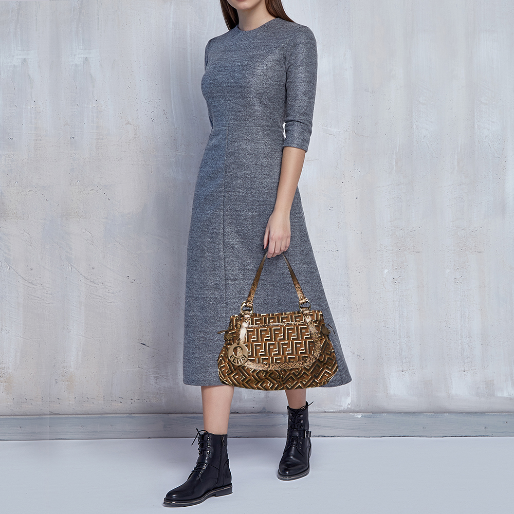 

Fendi Brown/Gold Zucca Canvas Tote