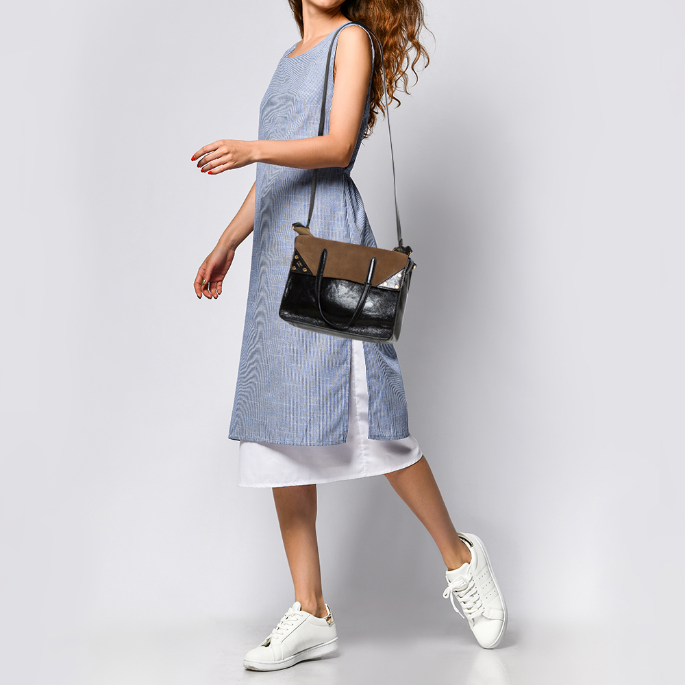 

Fendi Black/Brown Leather and Suede Flip Tote