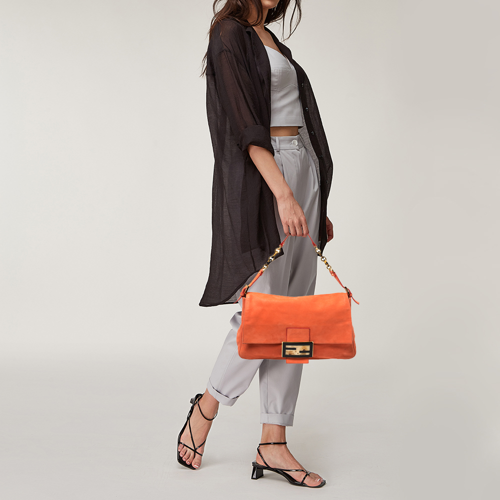 

Fendi Orange Leather Mamma Forever Shoulder Bag