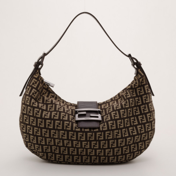 Pre Owned Fendi Zucchino Monogram Hobo Bag