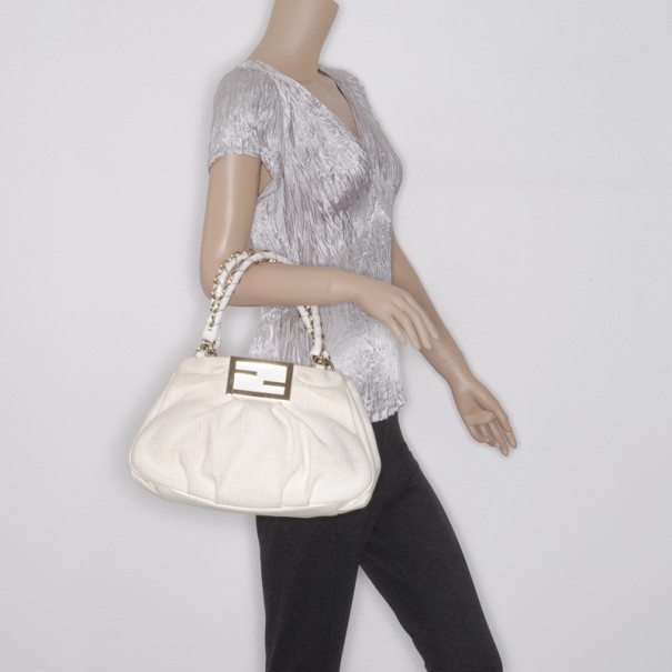 

Fendi Beige and White Zucca Fabric Mia Shoulder Bag