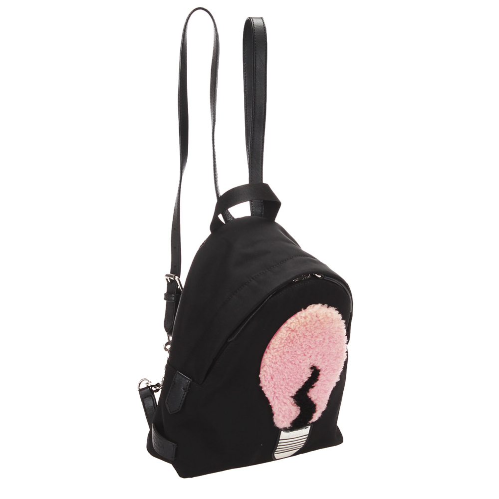 

Fendi Black Fabric Nylon Mini Shearling Light Bulb Backpack