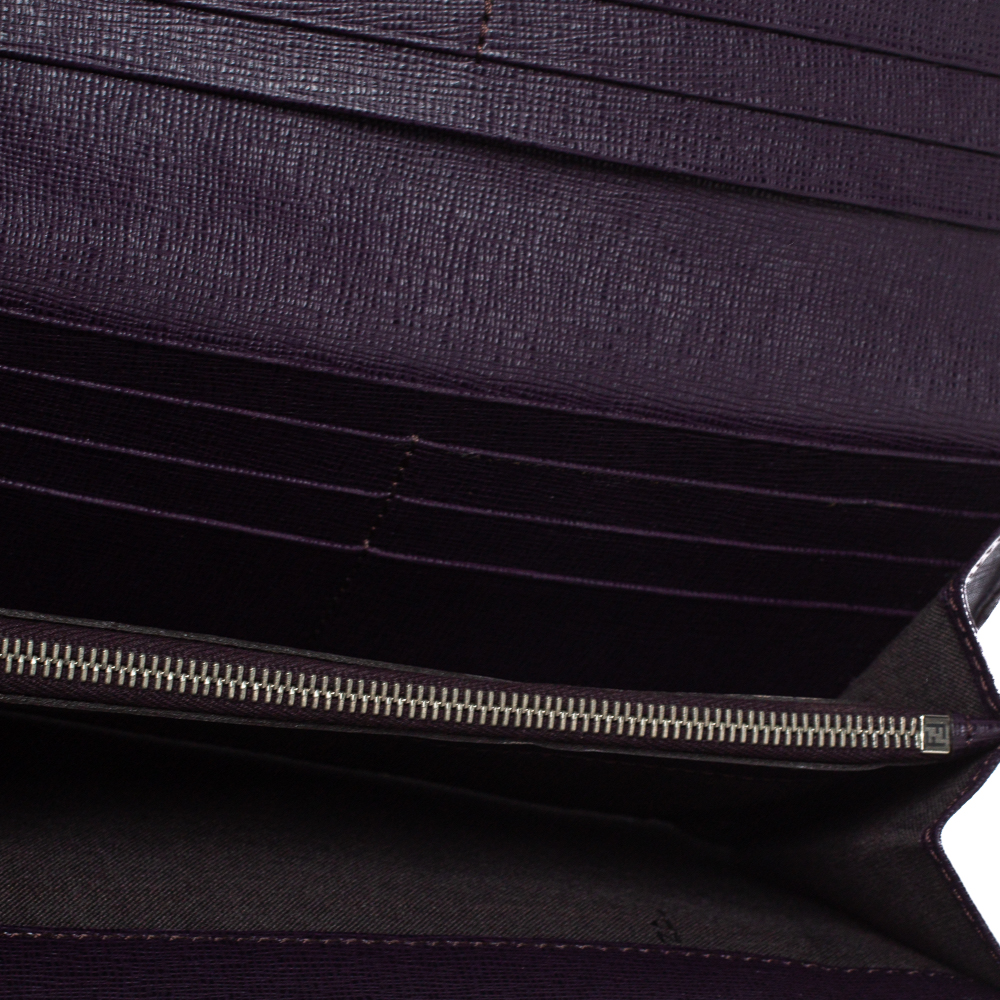 

Fendi Purple Leather Elite Continental Wallet