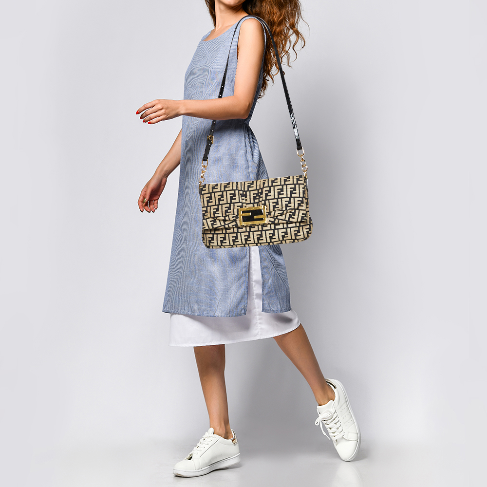 

Fendi Black/Beige Zucca Canvas Mia Crossbody Bag