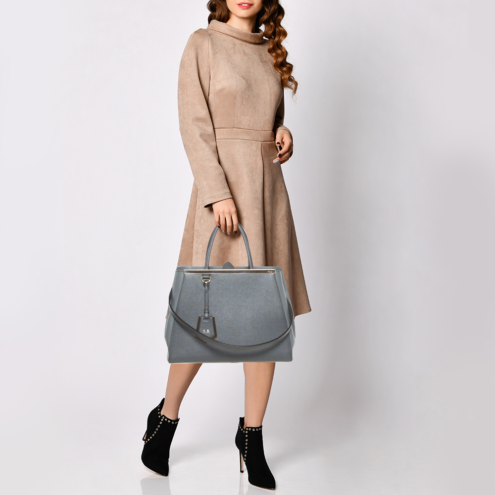 

Fendi Grey Leather Medium 2Jours Tote