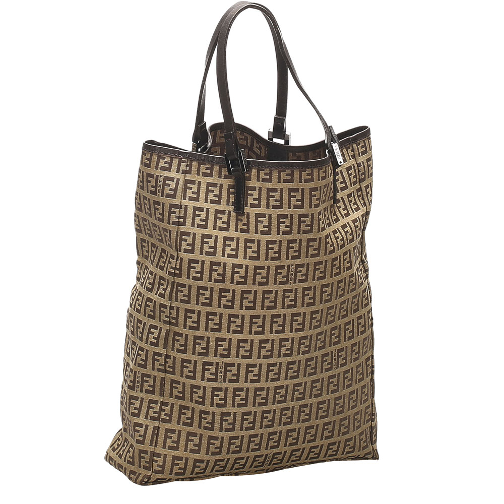 

Fendi Brown Canvas Zucchino Nylon Tote Bag