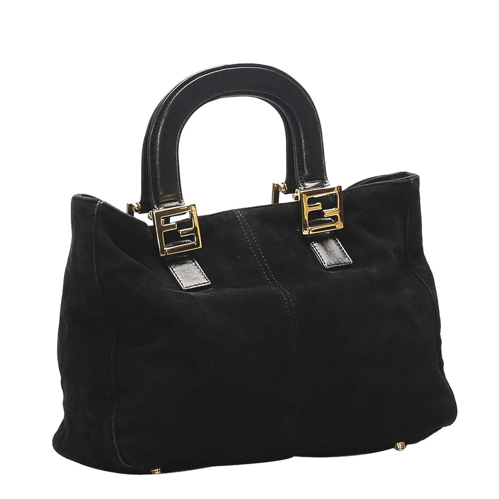 

Fendi Black Suede Top Handle Bag