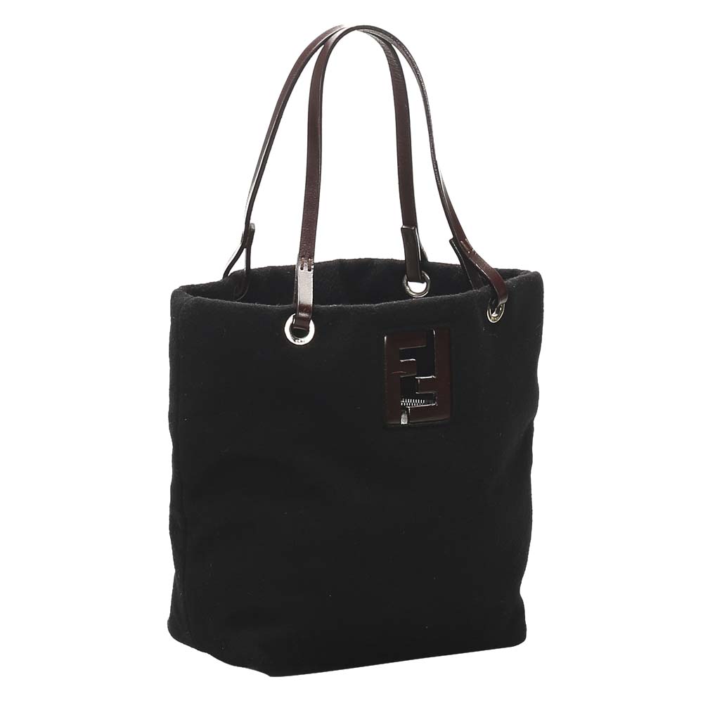 

Fendi Black Fabric Leather Felt Tote Bag