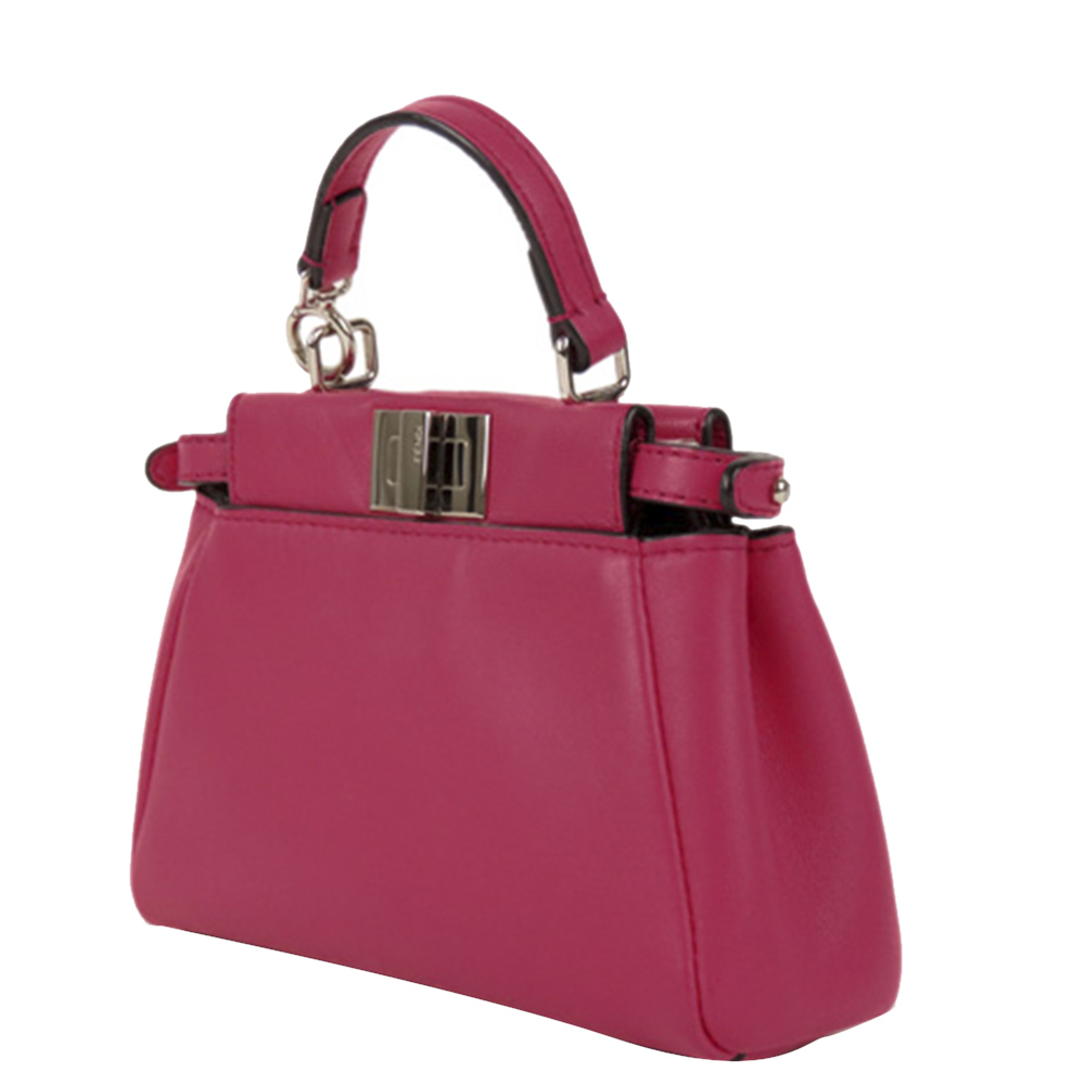

Fendi Pink Leather Mini Peekaboo Top Handle Bag